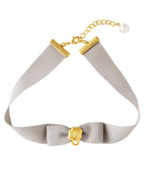 Selectable Happiness Grosgrain Ribbon Choker (Light Gray)【Japan Jewelry】