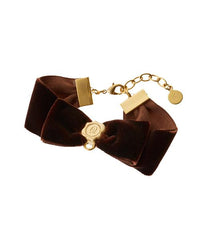 Selectable Happiness Velvet Ribbon Bracelet (Brown)【Japan Jewelry】