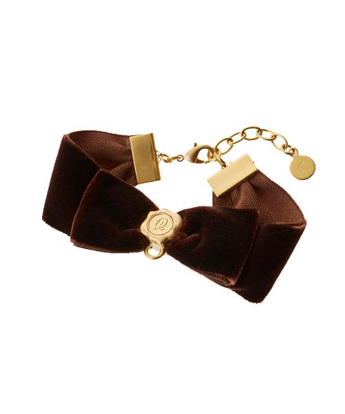 Selectable Happiness Velvet Ribbon Bracelet (Brown)【Japan Jewelry】