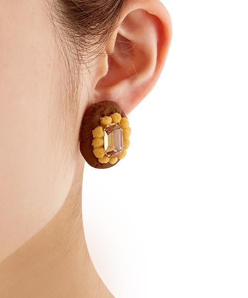 Apricot Jewel Cookie Pierced Earring (1 Piece)【Japan Jewelry】