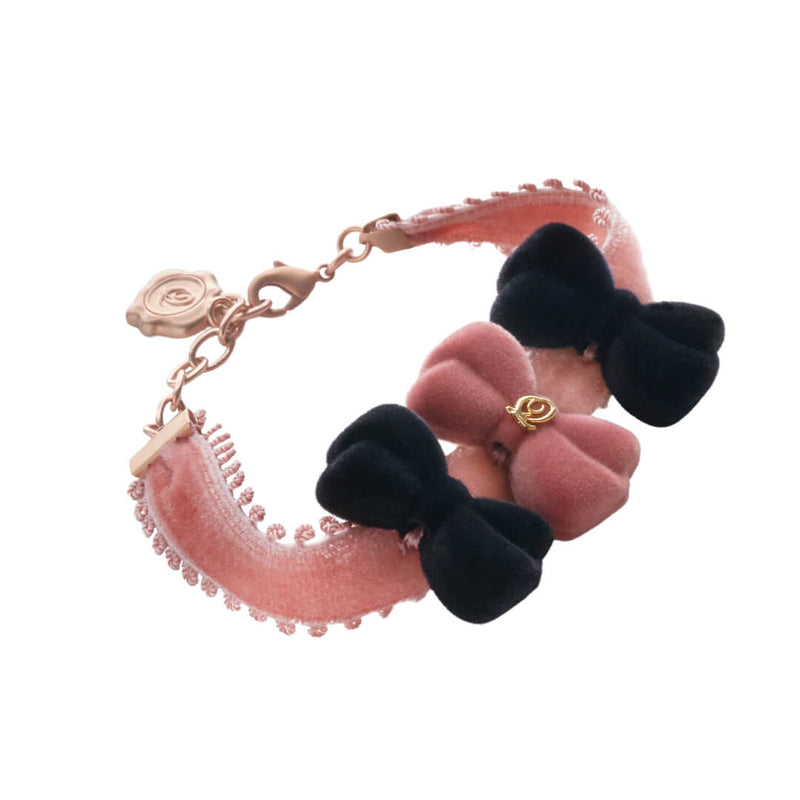 Flocky Black & Pink Ribbon Bracelet【Japan Jewelry】