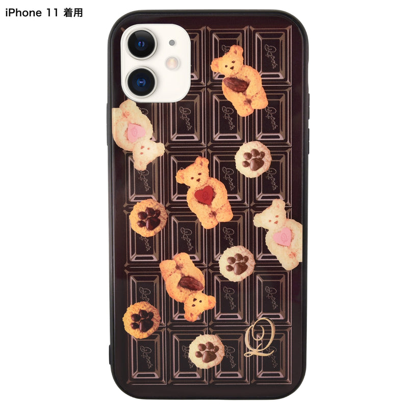 Teddy Bear×Chocolate Hard Glass Case-iPhone11【Japan Jewelry】