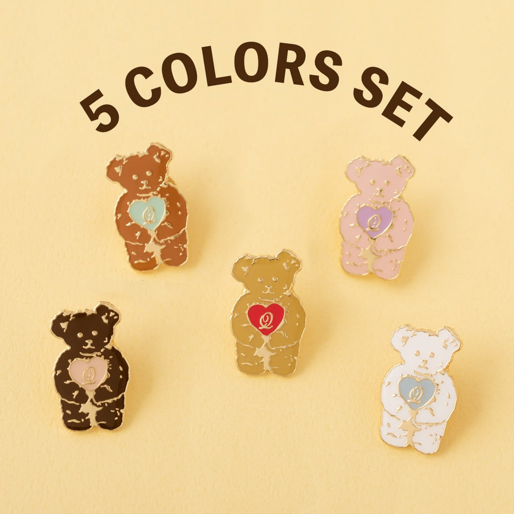 Teddy Bear Pin Badges (5 Colors Set)【Japan Jewelry】