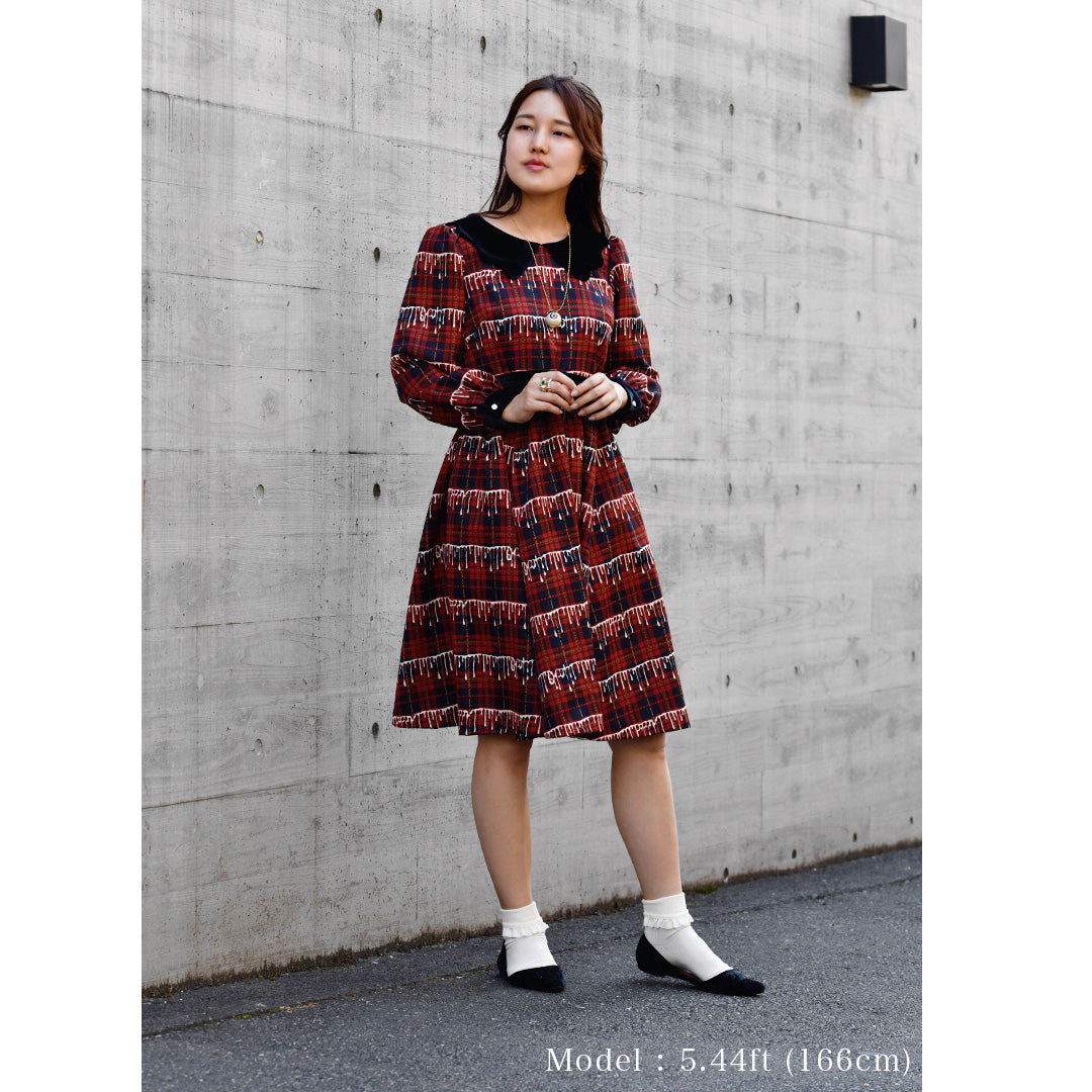 【Poppy Collaboration】Puff Sleeve Dress (Red)