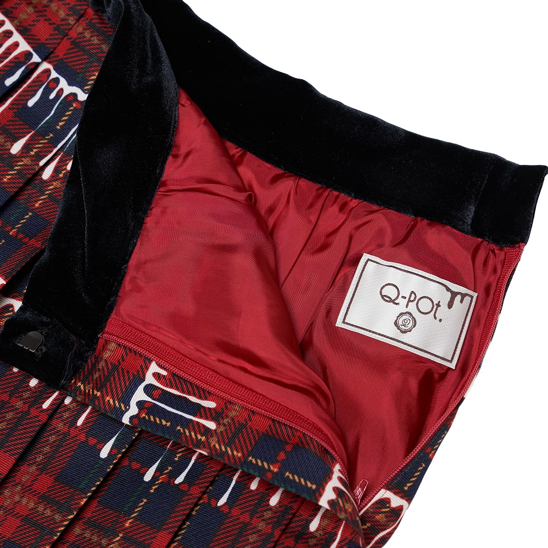 【Poppy Collaboration】High Waist Pleaded Skirt (Red)