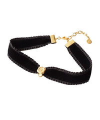 Selectable Happiness Velvet Ribbon Choker (Black & Gold)【Japan Jewelry】