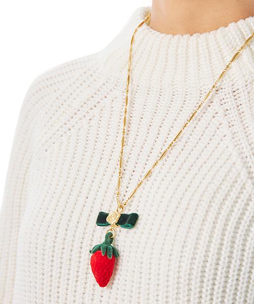 Velvet Strawberry Necklace【Japan Jewelry】