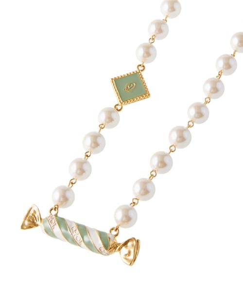 Stripe Candy Ribbon Necklace (Green)【Japan Jewelry】