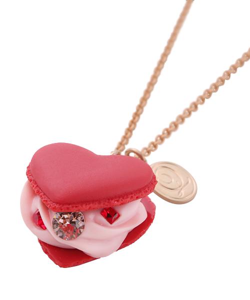 Love Heart Macaron Necklace (Red)【Japan Jewelry】