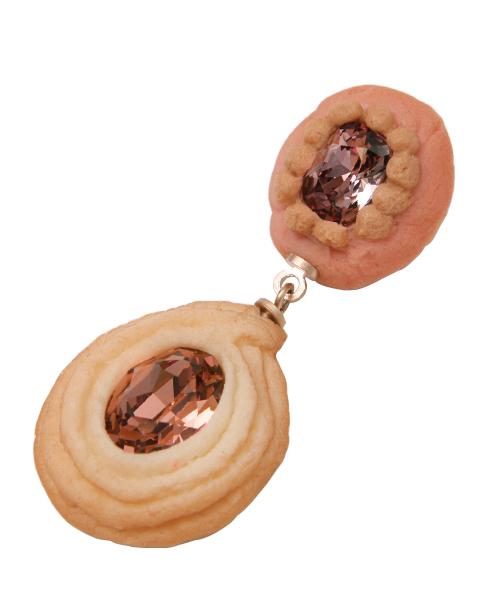 Lavender × Rose Double Jewel Cookie Pierced Earring (1 Piece)【Japan Jewelry】