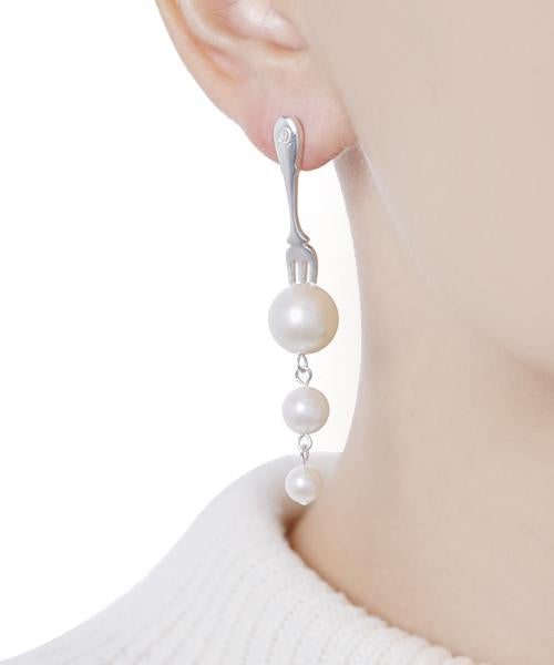 【Silver925】Vanilla Fork Pierced Earring (1 Piece)【Japan Jewelry】