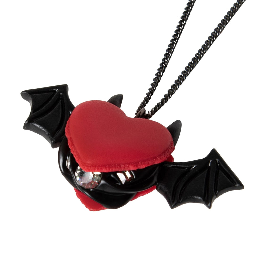 Devil Heart Black Sesame Macaron Necklace (Red)【Japan Jewelry】