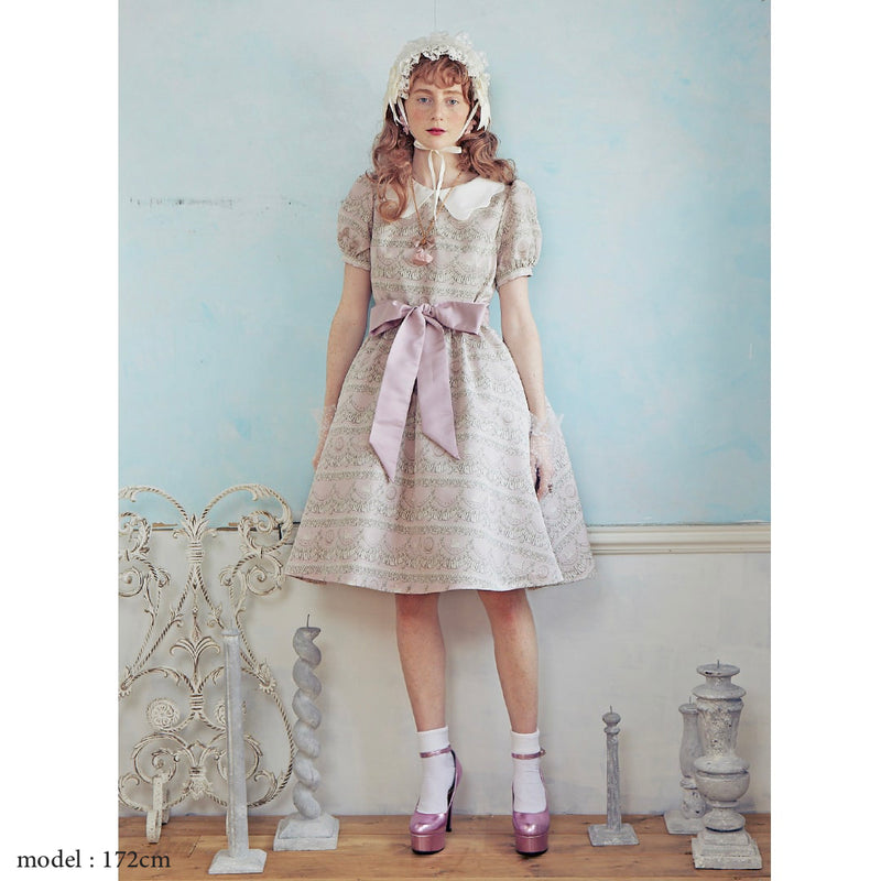 Swan Lake Cake Puff Sleeve Dress (Misty Pink)【Japan Jewelry】