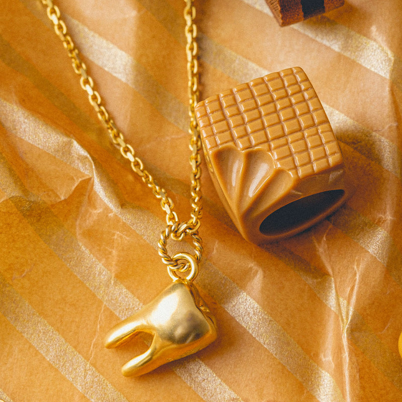 【Special Package】Caramel meets Tooth Necklace & Ring Set