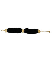 Selectable Happiness Velvet Ribbon Bracelet (Balck & Gold)【Japan Jewelry】