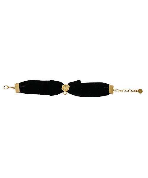 Selectable Happiness Velvet Ribbon Bracelet (Balck)【Japan Jewelry】