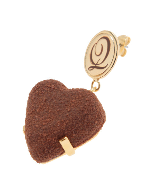 Petit Luxe Heart Chocolat Pierced Earring (1 Piece)【Japan Jewelry】