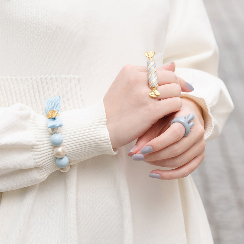 Stripe Candy Pearl Bracelet (Light Blue)【Japan Jewelry】