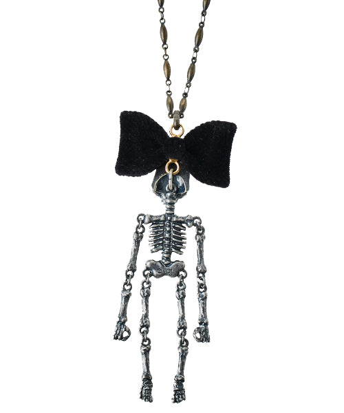 Dancing Skull Ribbon Necklace【Japan Jewelry】