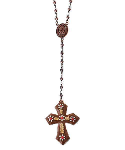 Cross Chocolat Rosary Necklace【Japan Jewelry】