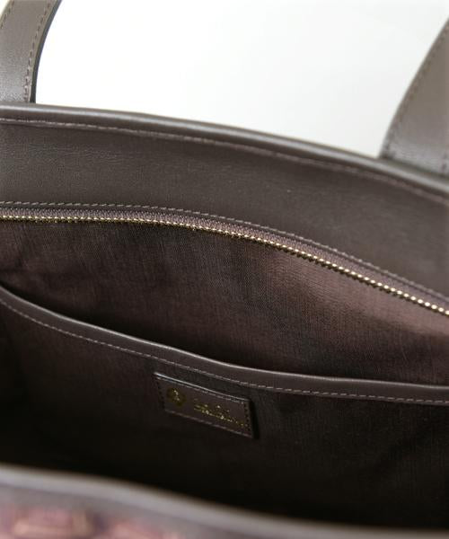 Bitter Chocolate Zip Leather Tote Bag【Japan Jewelry】