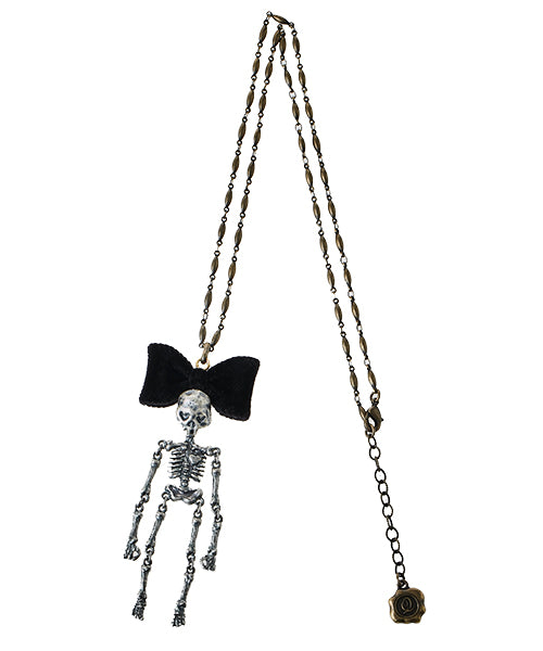 Dancing Skull Ribbon Necklace【Japan Jewelry】