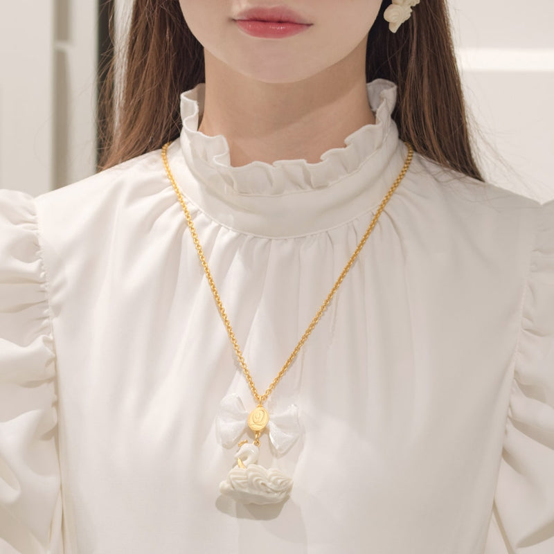 White Swan Cream Cake Necklace【Japan Jewelry】