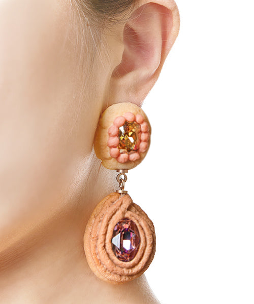 Apple × Lavender Double Jewel Cookie Pierced Earring (1 Piece)【Japan Jewelry】
