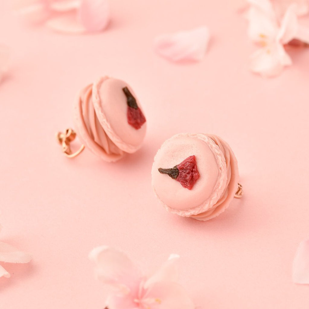 Petit SAKURA Macaron Clip-On Earrings (Pair)【Japan Jewelry】