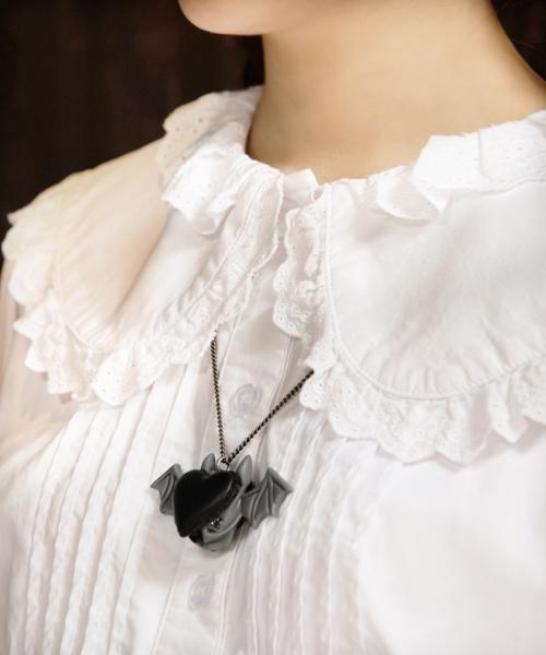 Devil Heart Black Sesame Macaron Necklace (Black)【Japan Jewelry】