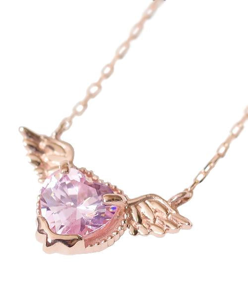 【10K Pink Gold】Melty Angel Heart Necklace