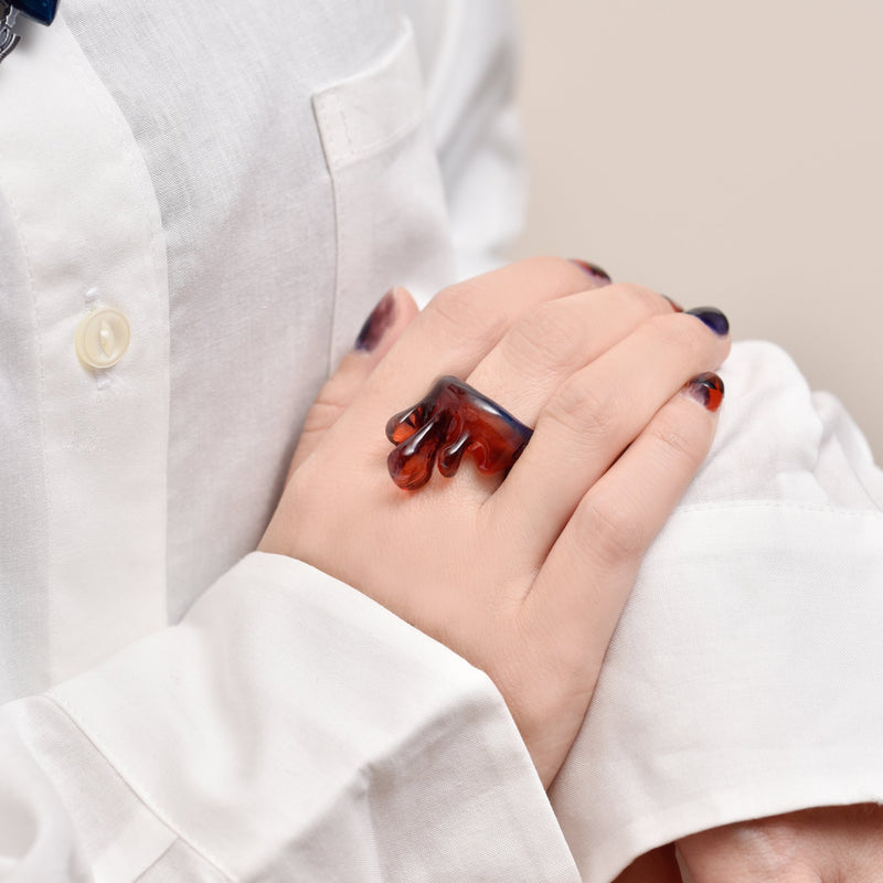 【EVANGELION×Q-pot. collaboration】Red Sea Blue Sea Melt Ring【Japan Jewelry】