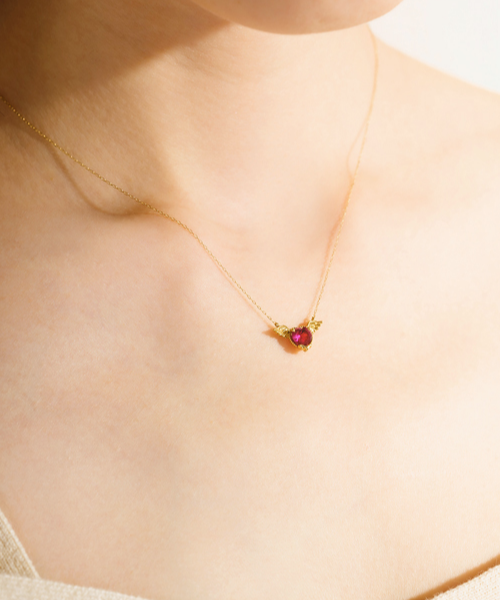 【10K-Yellow Gold】Melty Angel Heart Necklace