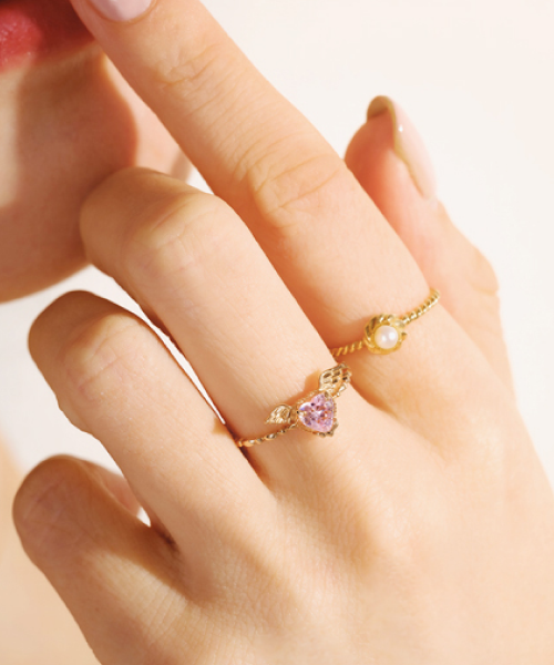 【10K Pink Gold】Melty Angel Heart Ring