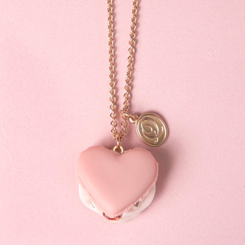 Love Heart Macaron Necklace (Pink)【Japan Jewelry】