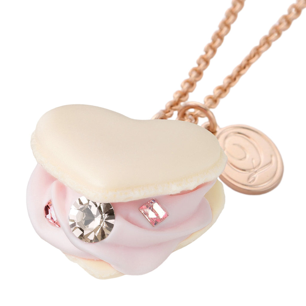 Love Heart Macaron Necklace (White)【Japan Jewelry】