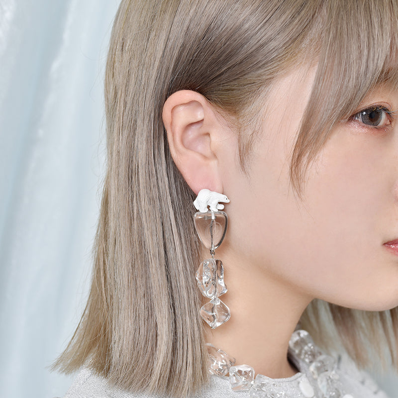 Ice floes & Polar Bears Pierced Earrings (Pair)【Japan Jewelry】