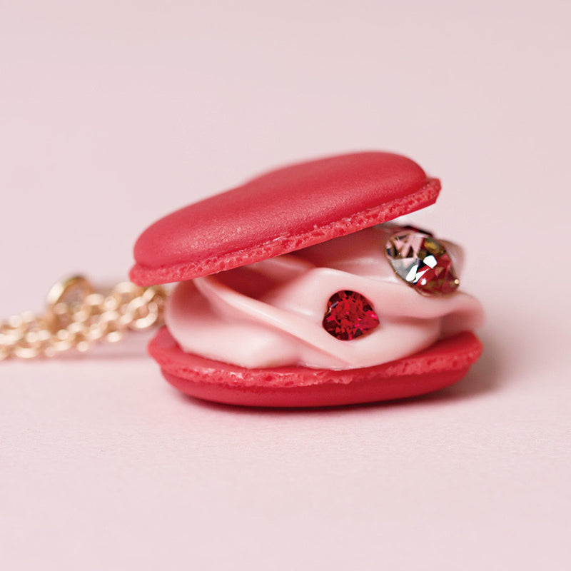 Love Heart Macaron Necklace (Red)【Japan Jewelry】