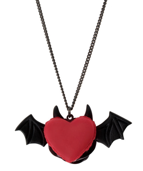 Devil Heart Black Sesame Macaron Necklace (Red)【Japan Jewelry】