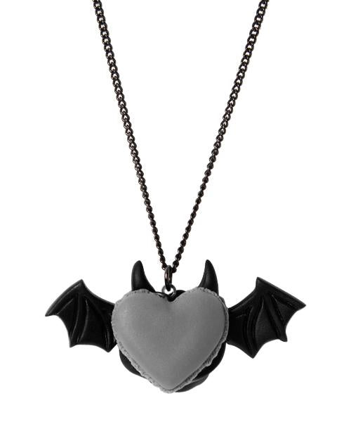 Devil Heart Black Sesame Macaron Necklace (Gray)【Japan Jewelry】