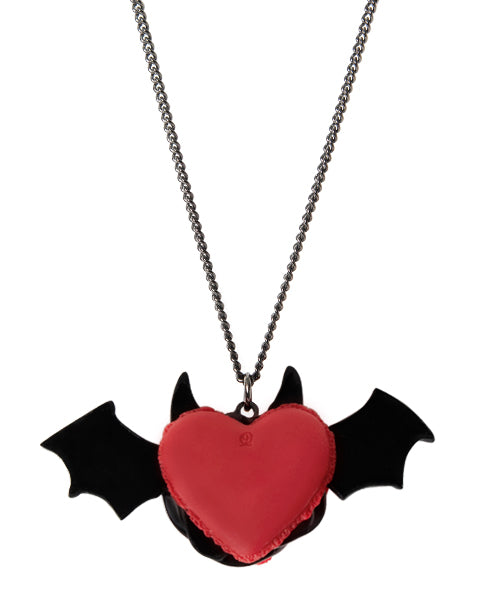 Devil Heart Black Sesame Macaron Necklace (Red)【Japan Jewelry】