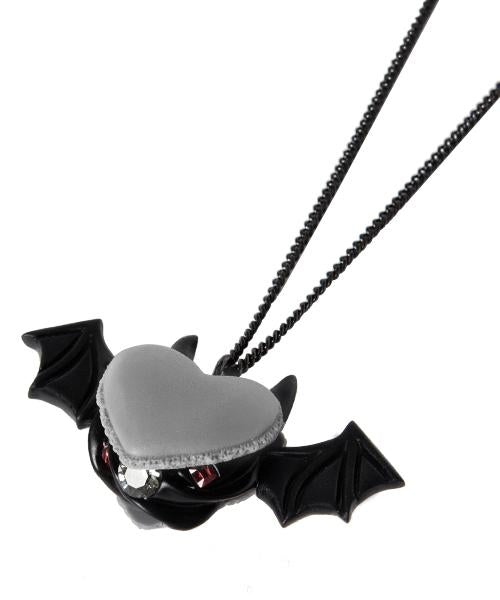 Devil Heart Black Sesame Macaron Necklace (Gray)【Japan Jewelry】