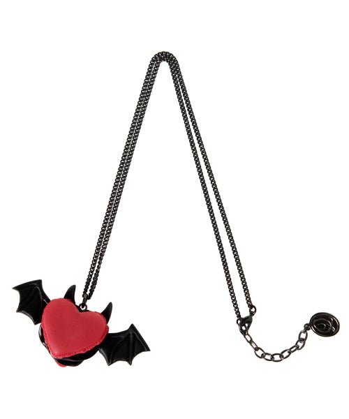 Devil Heart Black Sesame Macaron Necklace (Red)【Japan Jewelry】