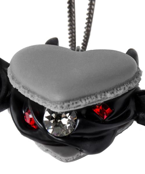 Devil Heart Black Sesame Macaron Necklace (Gray)【Japan Jewelry】