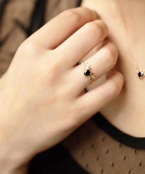 【10K Yellow Gold】Melty Devil Heart Ring【Japan Jewelry】