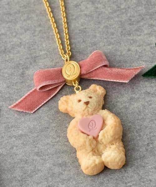 Teddy Bear Milk Cookie Necklace (Pink Heart)【Japan Jewelry】