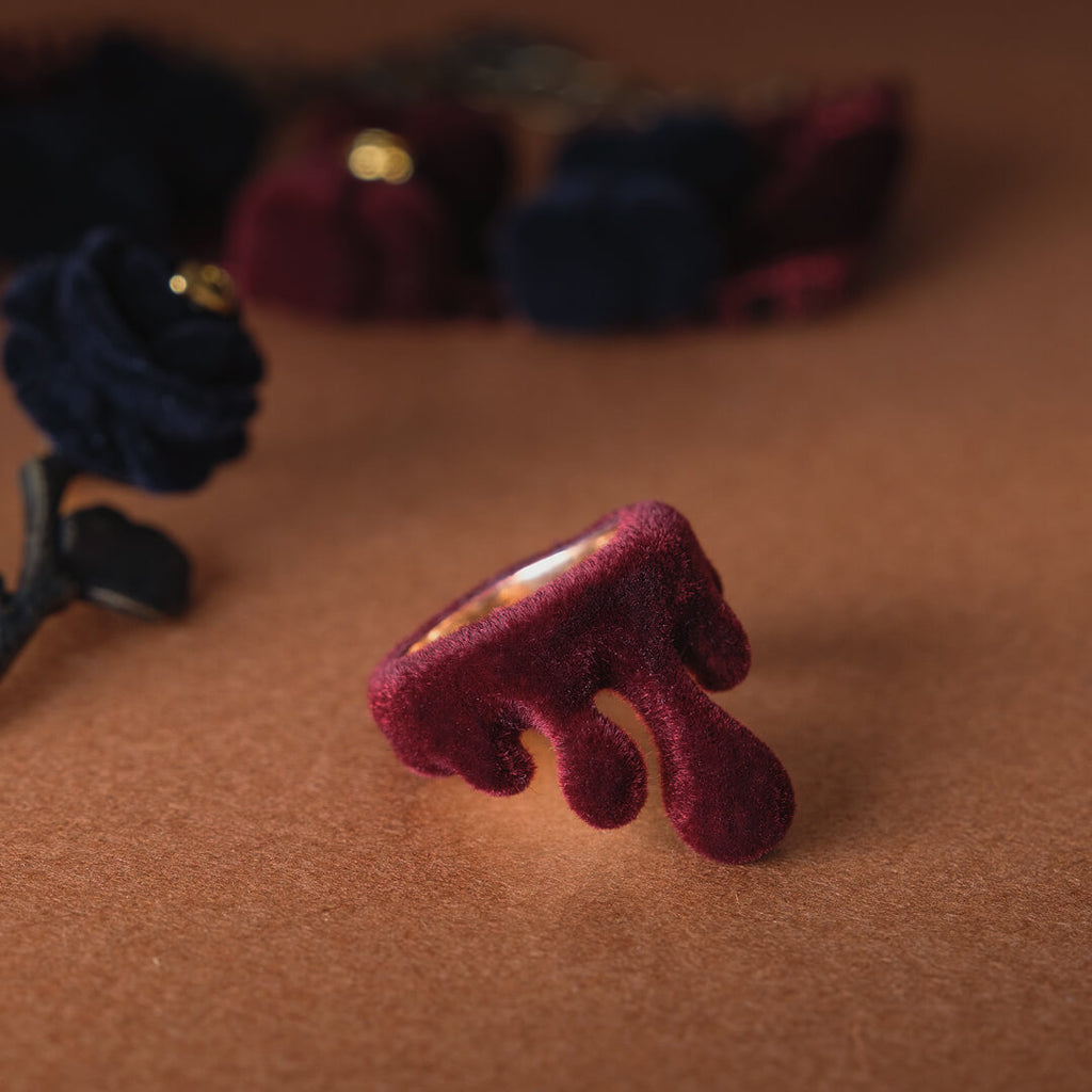 Flocky Bordeaux Melt Ring【Japan Jewelry】