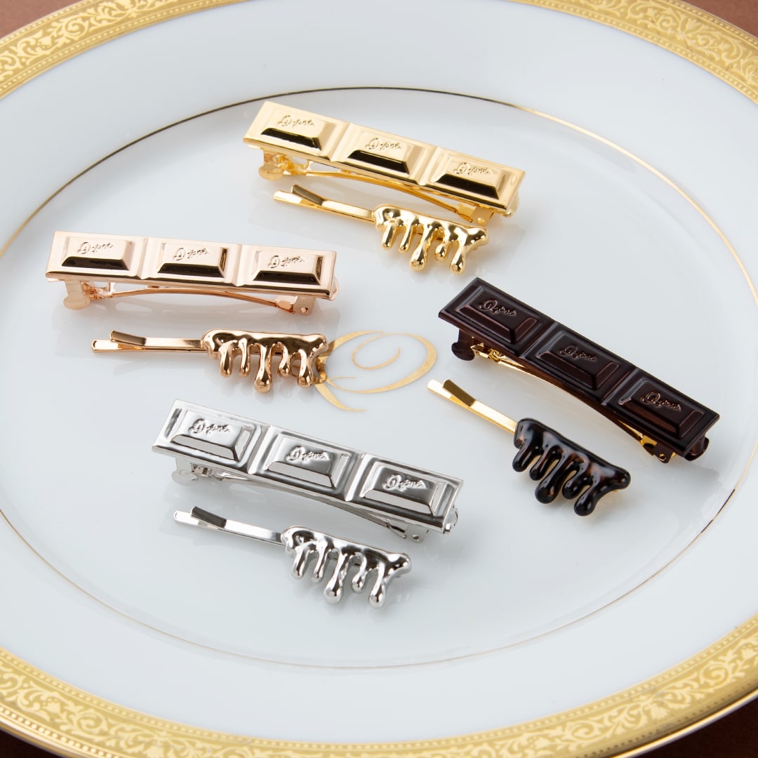 Chocolate Tablet Barrette (Silver)【Japan Jewelry】