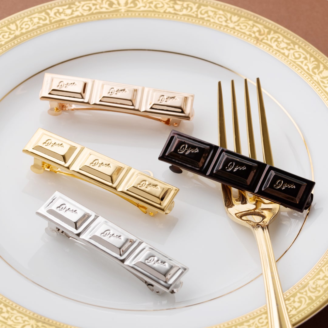 Chocolate Tablet Barrette (Gold)【Japan Jewelry】