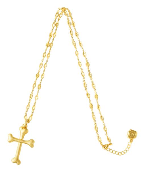 Bone Cross Necklace (Matt Gold)【Japan Jewelry】